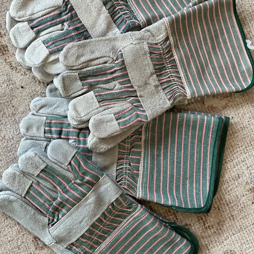 Bronze Series Leather/Fabric Work Gloves Gray/red 4 pair set